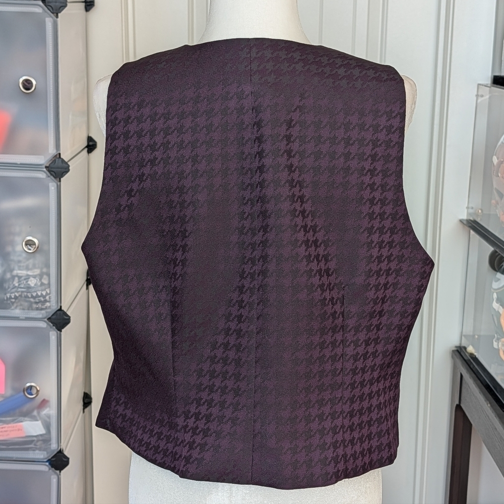 Danny & Nicole Vintage Purple Houndstooth Button Up Vest Size 14P - Picture 7 of 8